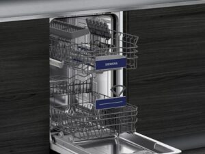 Lavastoviglie Siemens iQ300 SR93EX24LE, completamente integrata, 45 cm, con cerniera per installazioni particolari
