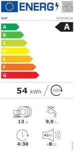 Lavastoviglie completamente integrata N 50, 60 cm, XXL, S255EAX16E, con capacità per 14 coperti e classe energetica A++