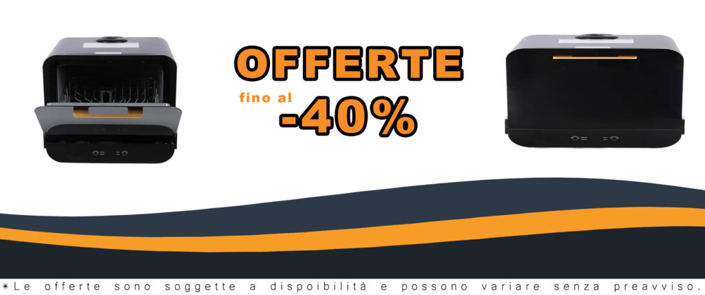 Mini lavastoviglie portatile con design compatto e asciugatura a ventilazione, ideale per appartamenti piccoli.