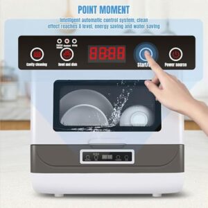Mini lavastoviglie portatile con 4 programmi, controllo touch, display LED e serbatoio dell'acqua integrato, ideale per appartamenti e campeggio