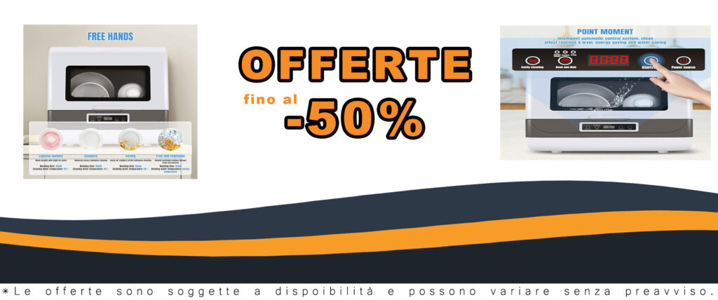 Mini lavastoviglie portatile con controllo touch, display LED e serbatoio dell'acqua integrato, ideale per appartamenti e campeggio.