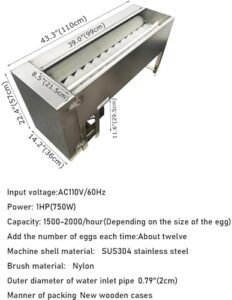 Lavatrice semiautomatica per uova in acciaio inox 304, ideale per lavare uova di gallina e anatra