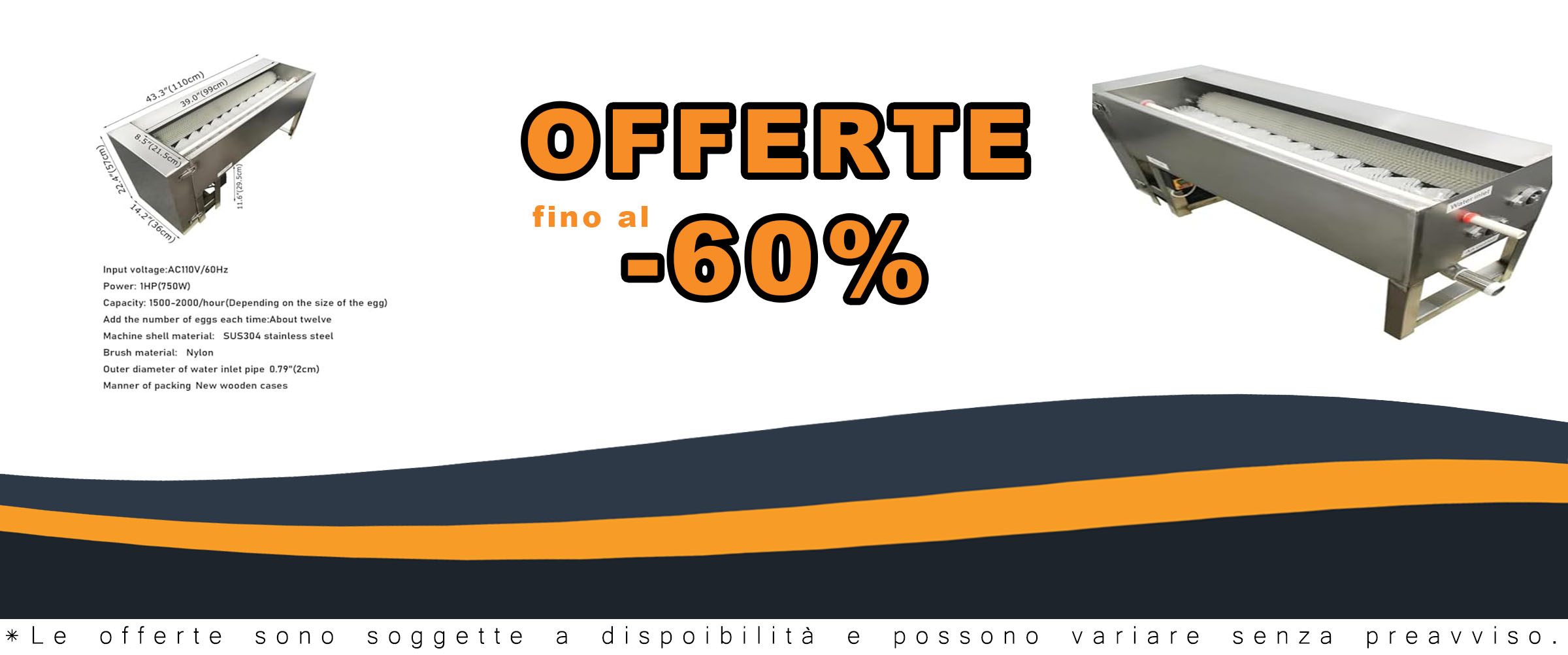 Lavatrice semiautomatica per uova in acciaio inox 304, ideale per lavare uova di gallina e anatra