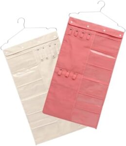 Immagine della Borsa Portaoggetti e Portagioielli Appesi, elegante e funzionale, in cotone bifacciale, ideale per orecchini, collane e altri gioielli.