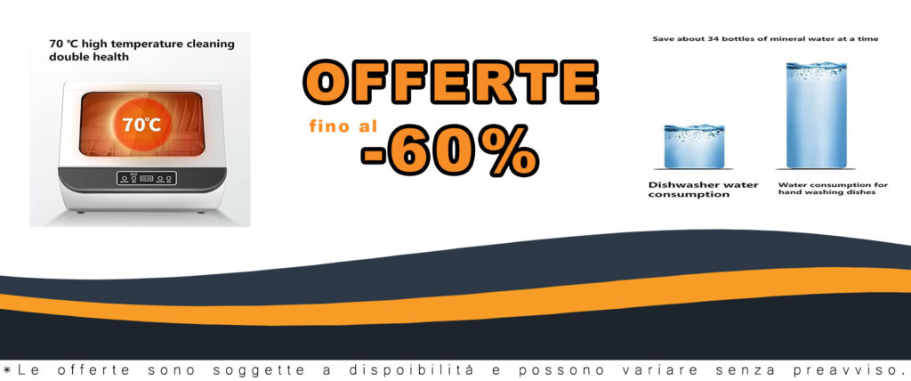 Mini lavastoviglie compatta da tavolo, con display LED e essiccazione ad alta temperatura, ideale per spazi ridotti.