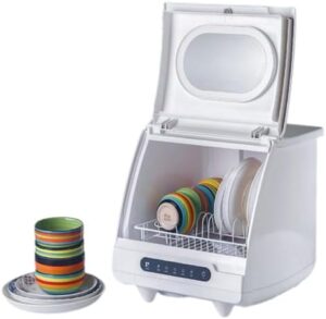 WENNEWU Lavastoviglie Portatile da Appoggio, mini lavastoviglie compatta bianca con serbatoio da 5 litri