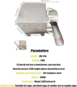 BsxiouY Lavatrice Automatica Commerciale per Uova, 2000Pcs/Ora in Acciaio Inox con Spazzola per Uova  