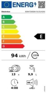 Lave-Vaisselle 13 Couverts 46dB Blanc Classe E, lavastoviglie silenziosa e ad alta capacità