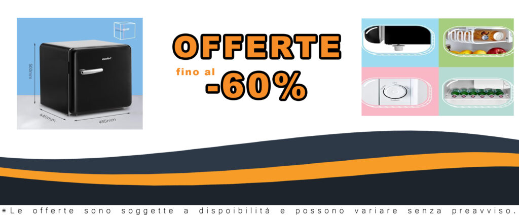 Frigorifero COMFEE' RCD50DK2RT(E) design retrò nero 47 litri, mini frigo perfetto per casa, ufficio e hotel