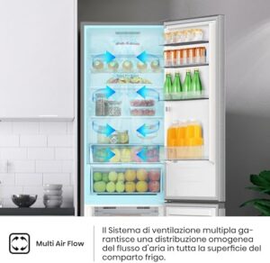 Hisense RB440N4ACA Frigorifero Combinato Total No Frost, Inox, 335L, Classe A, Silenzioso e con Motore Inverter