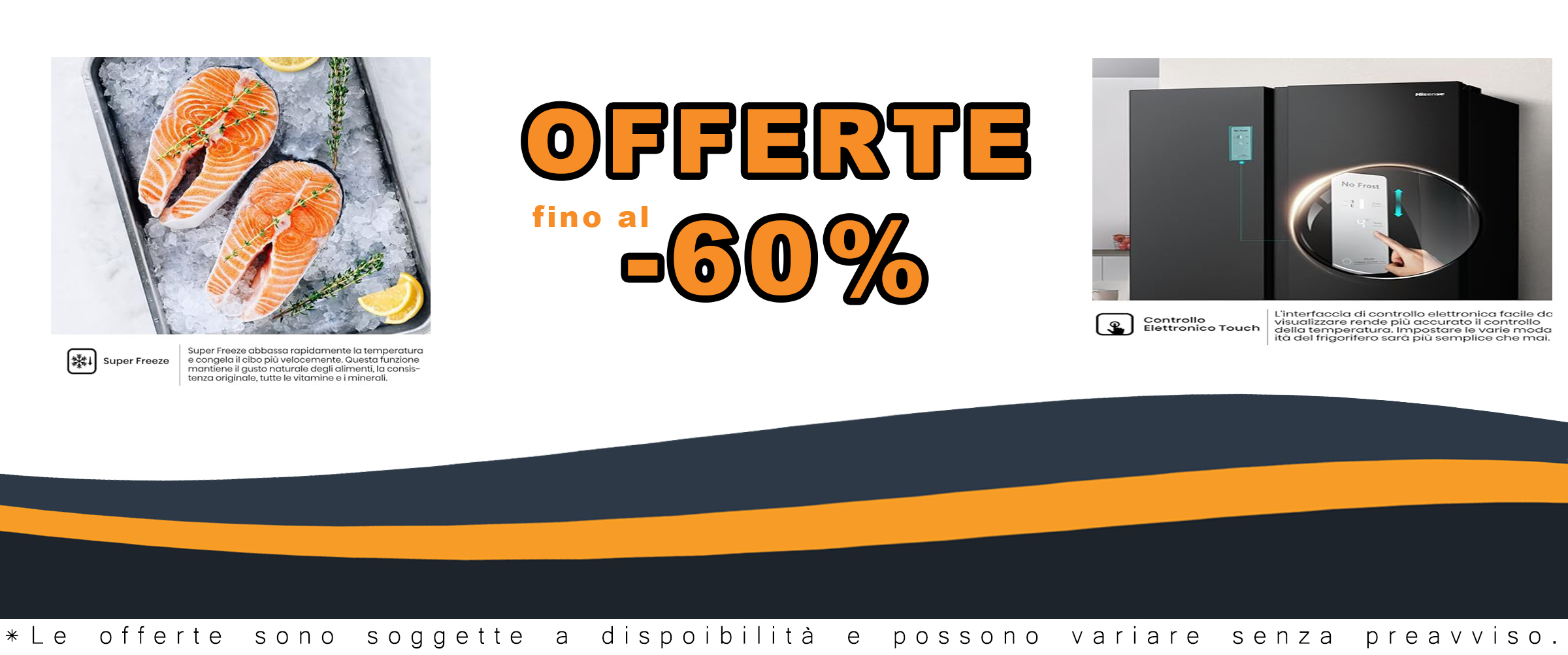 Frigorifero Hisense RS711N4AFE in nero, vista frontale con porte side by side e display touch
