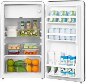 Frigorifero Comfee' RCD93BL2EURT nero, design retrò, mini frigo da tavolo per casa e ufficio