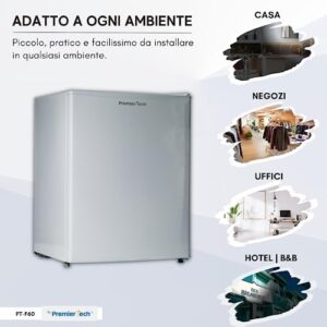 PremierTech Mini Frigo Bianco 58 Litri, ideale per casa, ufficio e hotel, compatto e a basso consumo energetico