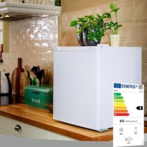 Frigo Bar Mini Stile Moderno, frigorifero termoelettrico silenzioso con freezer e scomparto regolabile, colore bianco, 45 LT