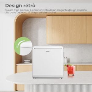 COMFEE' RCD50WH2EURT(E) Frigorifero Piccolo 47 litri, design retrò, bianco, perfetto per casa, ufficio e hotel