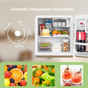 COMFEE' RCD50WH2EURT(E) Frigorifero Piccolo 47 litri, design retrò, bianco, perfetto per casa, ufficio e hotel
