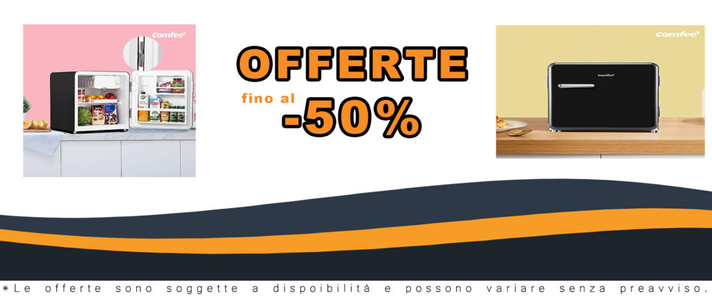 Comfee' RCD50DK1RT(E) Mini Frigo Retrò Nero - Perfetto per Casa e Ufficio