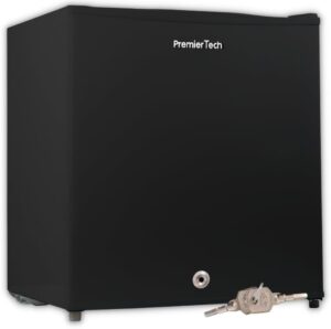 PremierTech Mini Frigo Nero con Chiave 45 Litri, ideale per ufficio, hotel e casa, design elegante e sicuro con chiusura a chiave