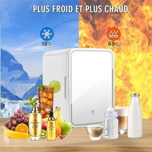 Frigorifero per la Cura Della Pelle con Specchio Caldo Edo, ideale per conservare trucco e cosmetici freschi e pratici da usare anche in auto.
