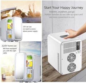 Frigorifero cosmetico con specchio per la cura della pelle, design compatto e funzionalità riscaldante e refrigerante