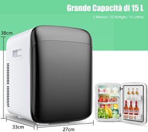 GYMAX 15 L Mini Frigorifero Nero per Casa, Ufficio e Auto, compatto e silenzioso