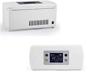 MLLDM Mini frigorifero per insulina con display LED, ideale per auto, viaggi e casa, mantiene i farmaci alla temperatura perfetta tra 2-8°C.
