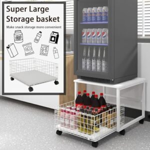PUNCIA Mini supporto mobile per frigorifero, tavolo portatile con ruote bloccabili e cassetto cestino