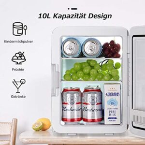 MNCYGJ Mini Frigo da 10L con Congelatore, ideale per l'uso in viaggio e a casa, perfetto per conservare cibi, bevande e cosmetici.