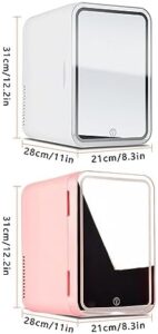 Frigorifero per la cura della pelle con specchio, compatto e versatile, perfetto per uso a casa e in auto, ideale per cosmetici e prodotti di bellezza