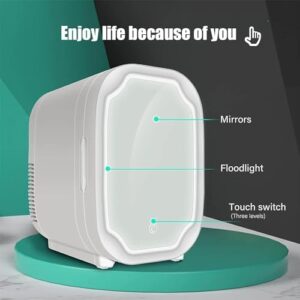 SZAJOR Mini Frigorifero da 8 Litri, Frigorifero a Specchio con Illuminazione a LED, Custodia da Viaggio per Auto
