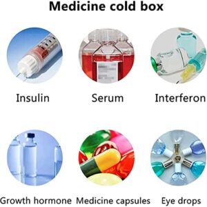Frigorifero per medicinali con display LCD touch screen, progettato per mantenere la temperatura tra 2 e 18°C, ideale per conservare insulina e altri medicinali.