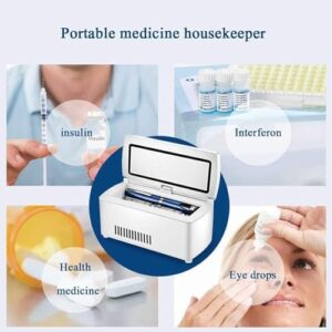 Mini frigorifero portatile per medicinali con display a LED, ideale per conservare insulina e farmaci durante i viaggi