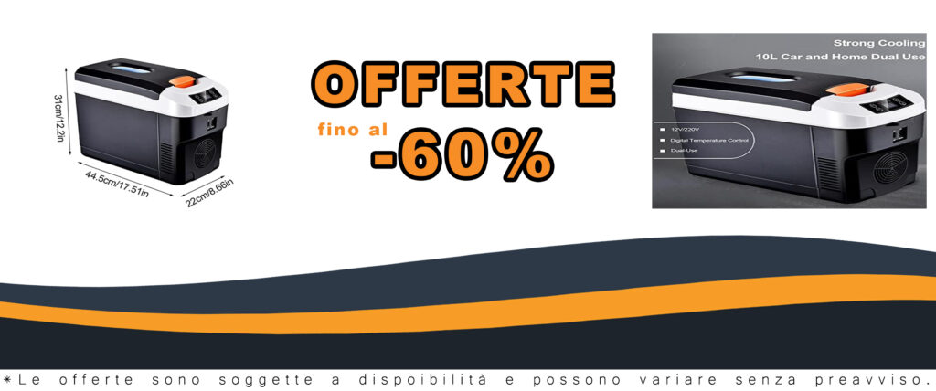 Frigorifero da campeggio A/R, ideale per raffreddamento e riscaldamento durante i viaggi in auto e campeggio.