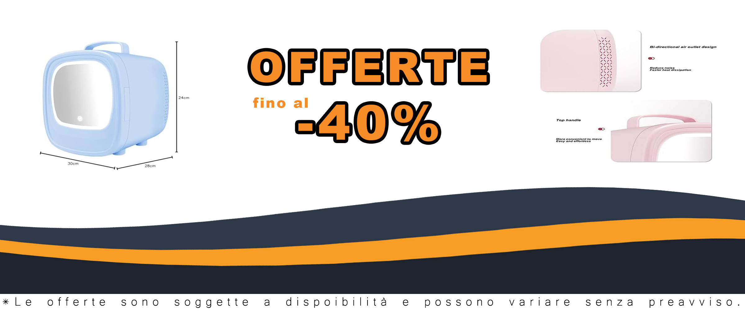 6L Mini Frigorifero Portatile di Bellezza MoreChioce con specchio e luce LED per il trucco, design blu elegante