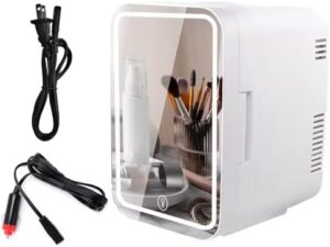 Mini frigorifero da 8 litri per la cura della pelle con specchio LED regolabile, perfetto per il trucco e il trattamento della pelle