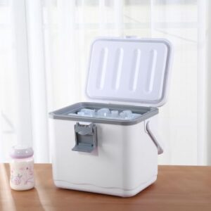 JUCHRZEY Frigorifero per auto da campeggio bianco con maniglia, scatola isolante per barbecue e conservazione del calore