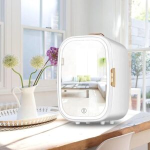 SZAJOR Mini Frigorifero da 20 Litri con specchio LED, ideale per la cura della pelle e il make-up