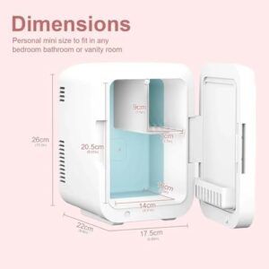 POCDOKYZ Mini Frigorifero per Bellezza e Cura della Pelle con specchio, ideale per uso in auto e a casa