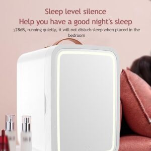 WhAeoy 8L Mini Frigorifero con Specchio Luminoso A LED e Raffreddamento A Frequenza Variabile