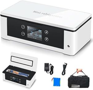 Mini frigo portatile per insulina RCBDBSM, ideale per conservare medicinali a temperatura controllata durante i viaggi e all'aperto.