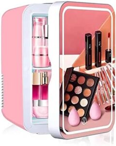 Mini frigo trucco con luce LED e riscaldatore, ideale per pelle, trucco, alimenti e bevande