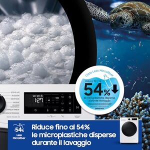 Samsung Lavasciuga Crystal WiFi WD90DG5B15BEET, lavasciuga innovativa con WiFi, Ecobubble e vapore igienizzante.