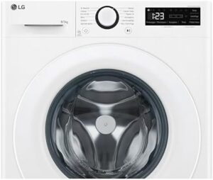 LG AI DD D2R3S08AIDD Lavasciuga Slim 8 - 4kg Serie R3 in funzione con una visualizzazione chiara delle modalità di lavaggio e asciugatura.
