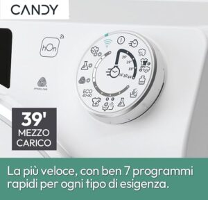 Candy RapidÓ Lavatrice Slim 7 Kg, Libera Installazione, Carica Frontale, Classe A, 1200 Giri, 9 Programmi Rapidi, Funzione Vapore, Wi-Fi + BLE e App hOn