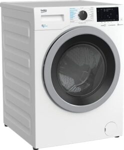 Lavasciuga Beko HTV8736XS-IT a vapore SteamCure con 8 kg di capacità per il lavaggio e 5 kg per l'asciugatura, design elegante bianco.