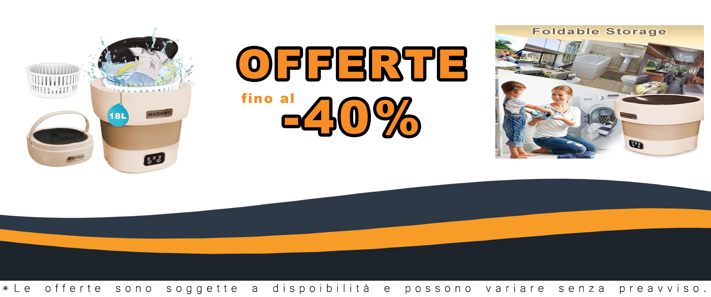 Lavatrice portatile pieghevole da 13L ideale per appartamenti e campeggio