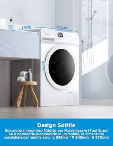 Midea MF10EW90B Lavatrice Slim Carica Frontale 9 kg Classe A Vapore