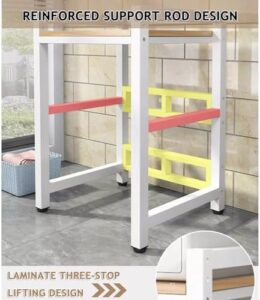 Supporto asciugatrice sopra lavatrice con cornice bianca e design in noce, regolabile in altezza, ideale per bagno, cucina o balcone.