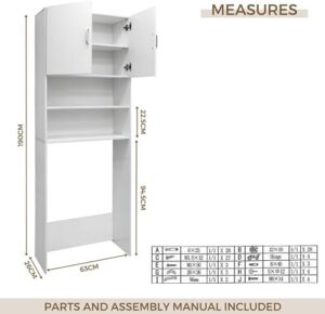 Magic Select Armadietto per Lavatrice, mobile salvaspazio per bagno con scaffale a 4 livelli in legno MDF
