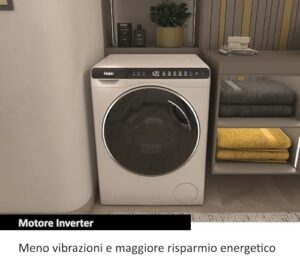 Haier Mini Drum Lavatrice Slim 5 Kg, modello bianco con carica frontale e trattamento antibatterico ABT.